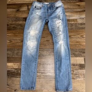 KanCan Distressed Skinny Jeans Size 5 26 Light Wash Stretch Denim